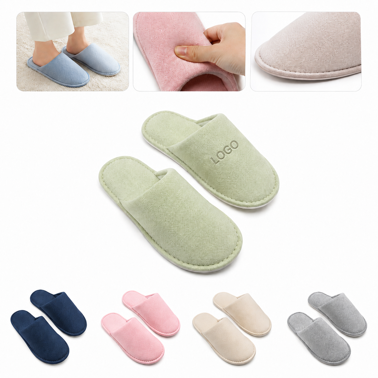Closed-Toe Disposable Soft Fabric Slippers for Spa and Hospitality