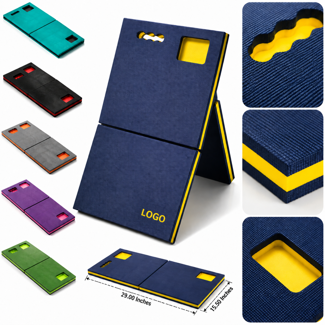 Oversized Dual-Layer Folding EVA Kneeling Mat with Integrated Parts Organizer