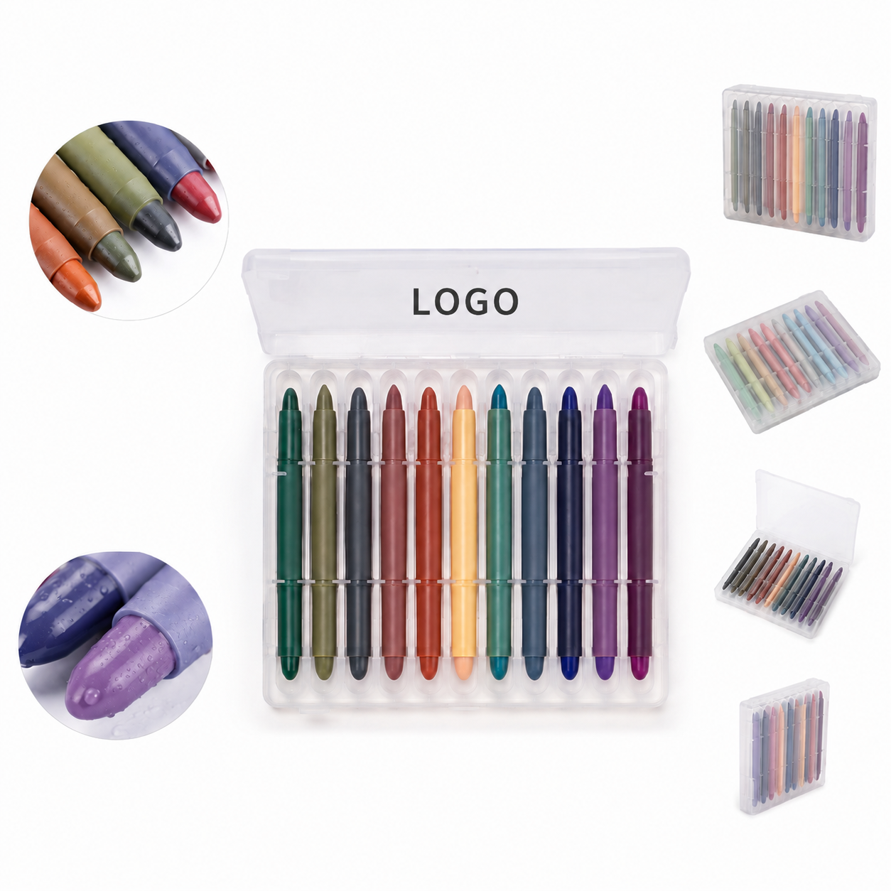 12-Piece Smooth Gel Crayon Set in Clear Storage Case