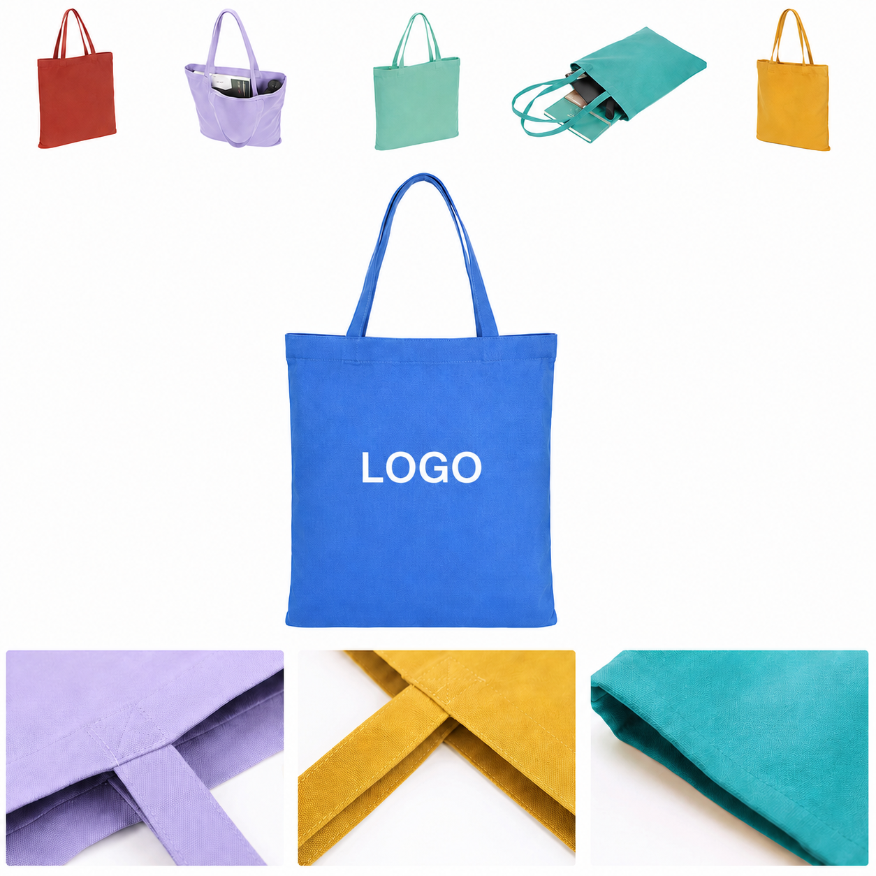 Reusable Lightweight Cotton Market Tote with Reinforced Handles