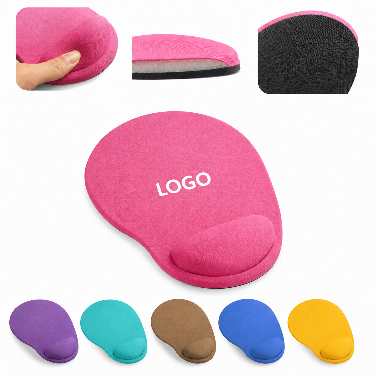 Ergonomic Contoured Mouse Pad with Integrated Cushioned Wrist Support