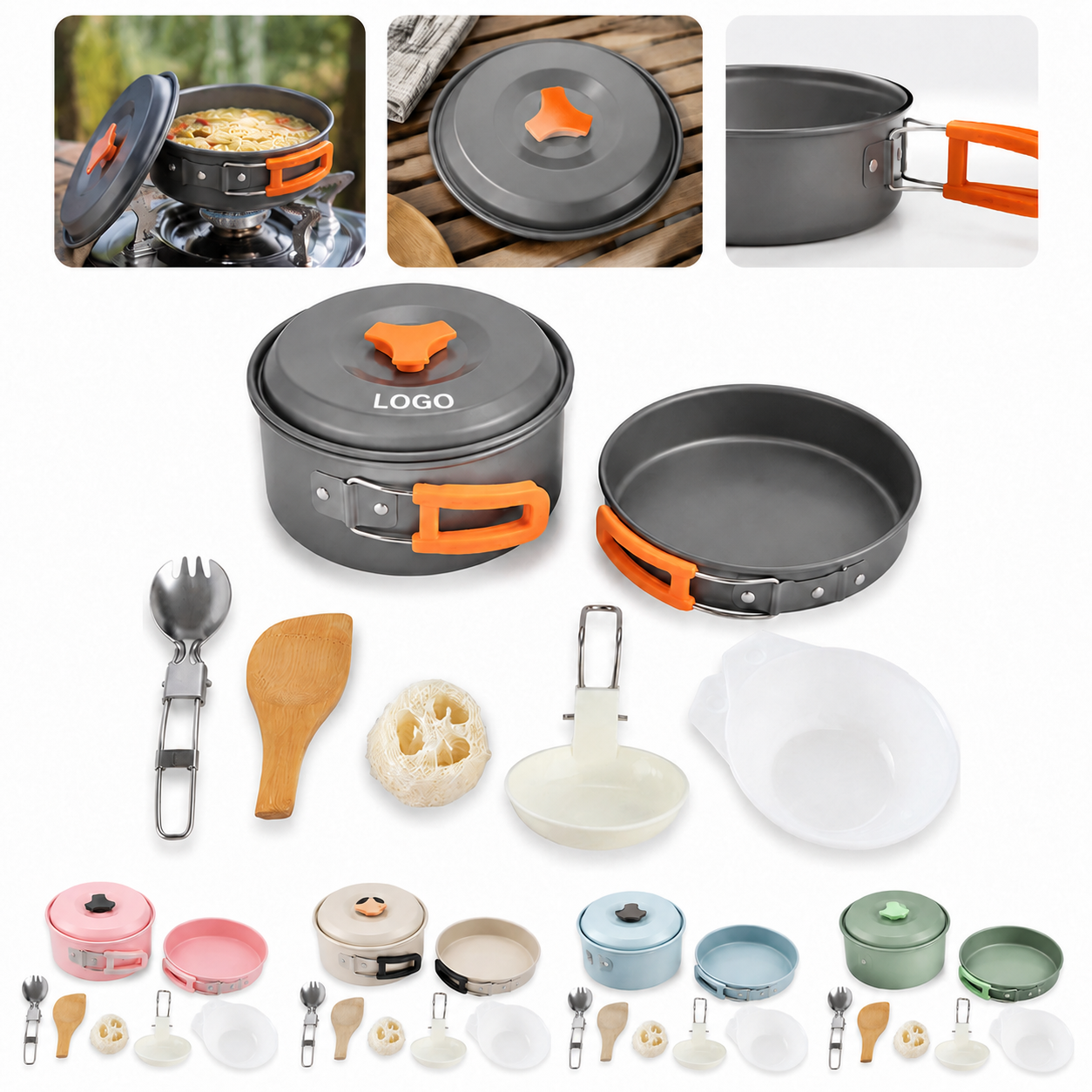 Essential 11-Piece Nested Outdoor Cookware Collection with Heat-Resistant Grips