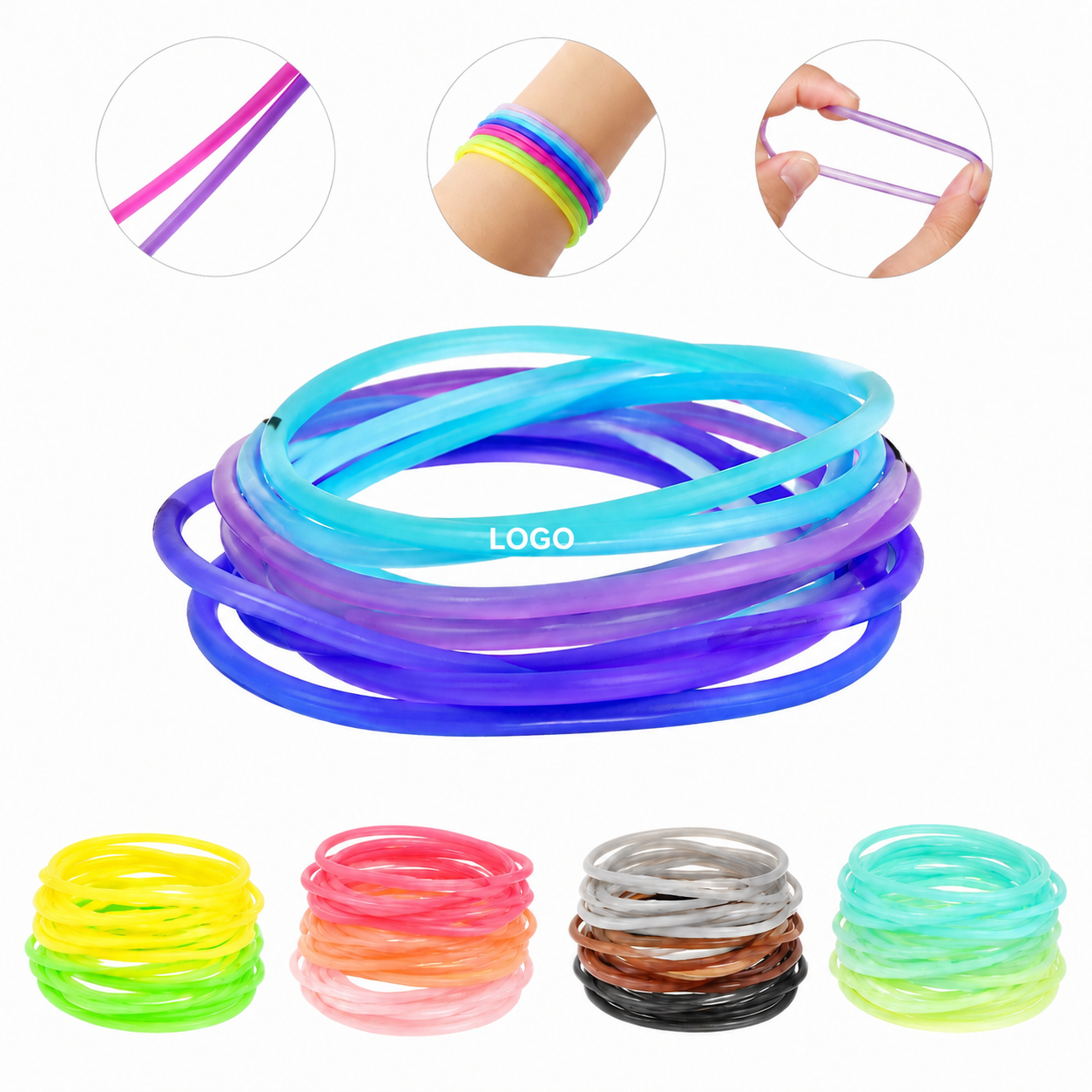 Vibrant Flexible Silicone Jelly Wristbands for Events and Promotion