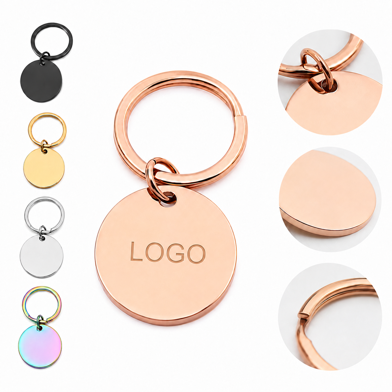 Circular Aluminum Identification Tags with Metallic Finish for Pets