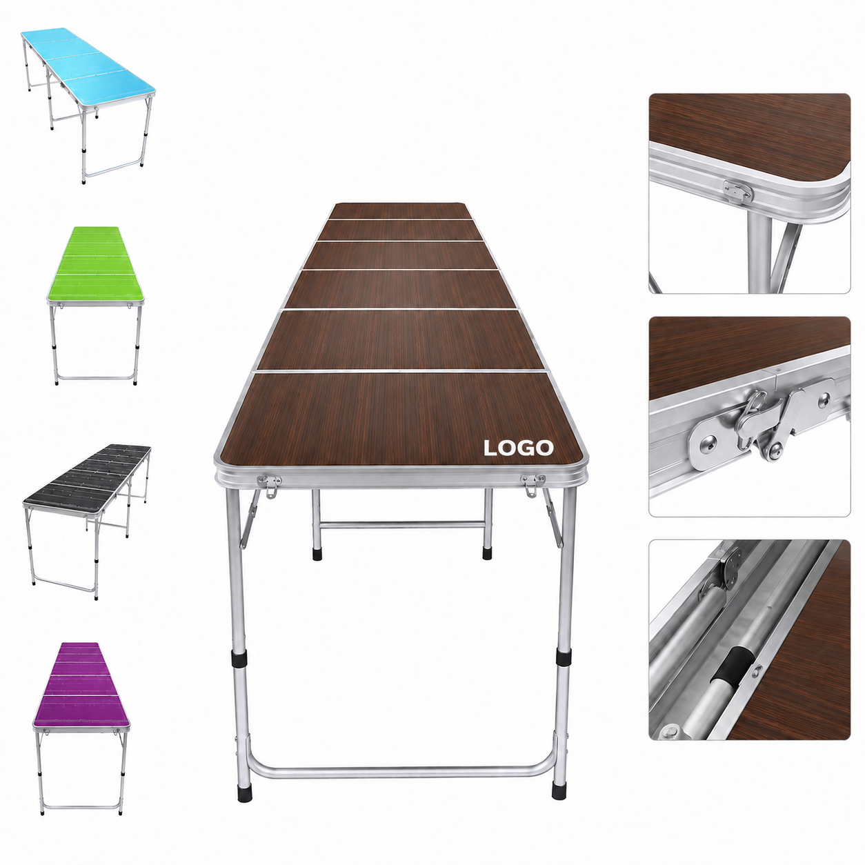 Portable Aluminum Alloy Folding Game Table with Telescopic Height-Adjustable Legs