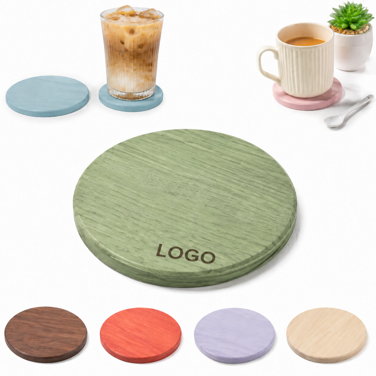 Natural Beech Wood Circular Table Coaster