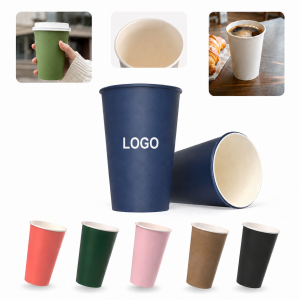 Solid Color Insulated Beverage Paper Cup with Secure Fit Lid