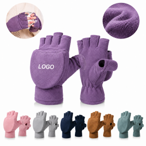 Soft Fleece Flip-Top Mitten Gloves with Convertible Fingerless Design