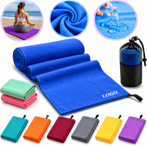 Quick-Dry Microfiber Sport Towel with Mesh Carrying Pouch
