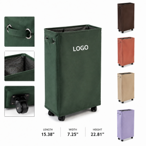 Narrow Mobile Fabric Laundry Organizer with Multi-Directional Casters