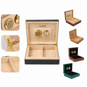 Professional Wood Cigar Humidor with Analog Hygrometer and Humidifier