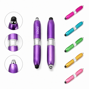Dual-Function Mini Stylus Ballpoint Pen with Metallic Finish