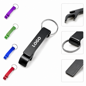 Aluminum Pocket Bottle Opener Keychain with Split Ring
