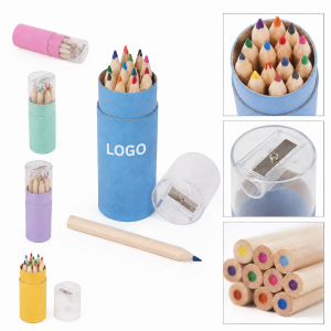 12-Piece Artist Pencil Set in Kraft Paper Tube with Integrated Sharpener