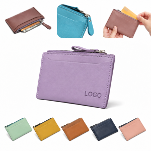 Textured Vegan Leather Zippered Card Wallet and Slim Coin Pouch
